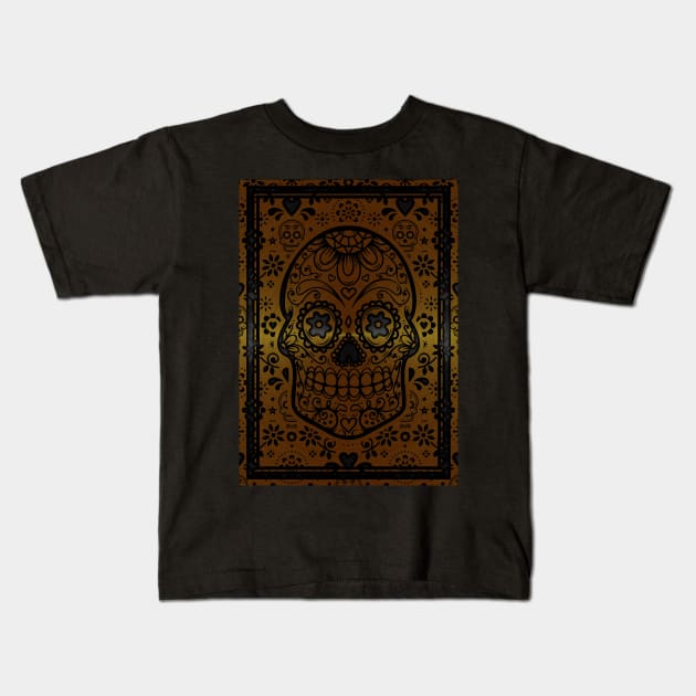 Gold sugar skull Kids T-Shirt by Durro